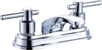 China Brass Cross Handle Bathroom Sink Faucet Low Arc In Chrome OEM for sale