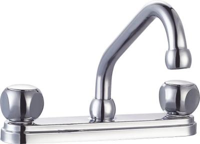 China 360 Degree Swivel Chrome 2 Handle Kitchen Faucet OEM ODM for sale