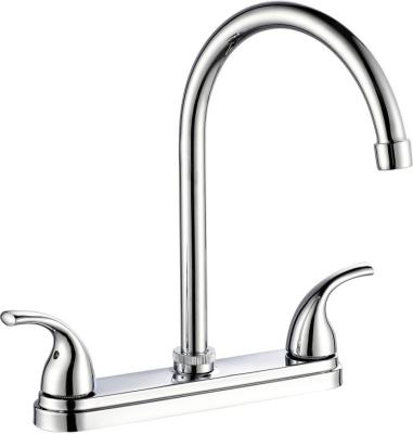 China Brass Centerset Two Handle Kitchen Faucet In Chrome Deck Mounted for sale