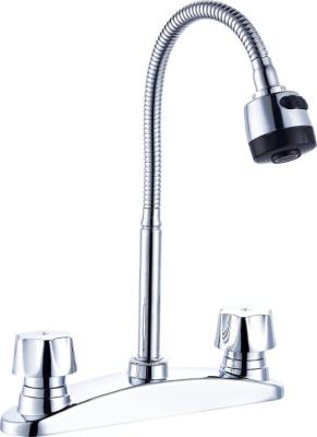 China 8 In 2 Handle Centerset Kitchen Faucet Flexible Spout Polished Chrome for sale