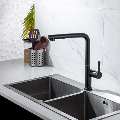 China Villa Apartment Gold Pull Down Kitchen Faucet With Chrome Nickel Pull Down Sink Mixer for sale