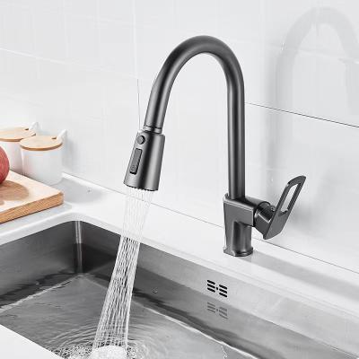 China Swiveling Spout Kitchen Faucet Mixer Stainless Steel Pull Out Kitchen Tap for sale