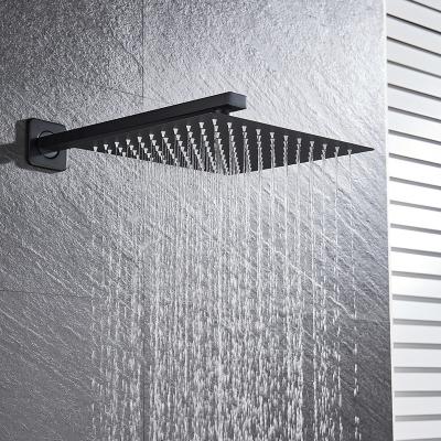 China Ultra Thin Square SS Rainfall Shower Head Matte Black Polished for sale