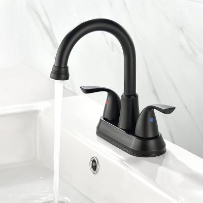 China 4'' High Arc Centerset Bathroom Faucet In Satin Nickel Matte Black for sale