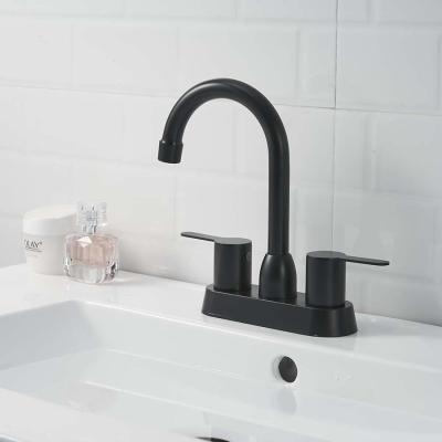China CUPC 4in Centerset 2 Handle Bathroom Faucet In Matte Black for sale