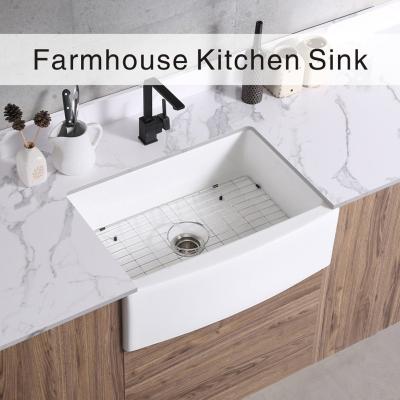 China Apron Front White Ceramic Farmhouse Kitchen Sink 30 Inch Single Bowl for sale