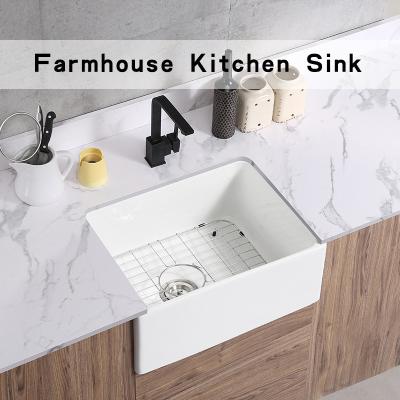 China 24 Inch Farmhouse Kitchen Sink Fireclay Undermount Farmhouse Sink for sale