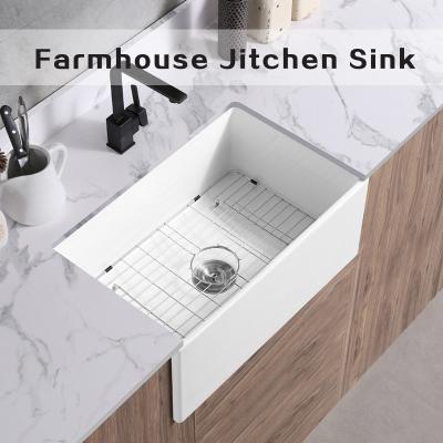 China Rectangular Farmhouse Kitchen Sink Gloss White Single Bowl Kitchen Sink for sale