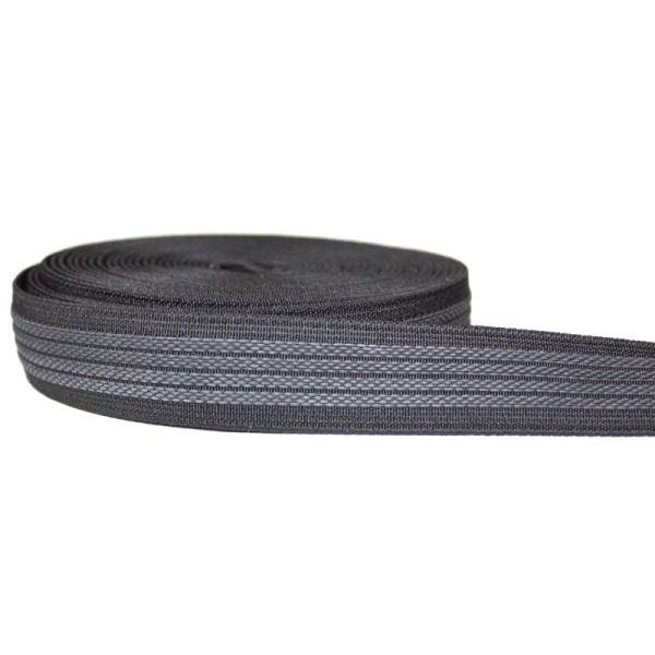 Quality Grey 20mm Anti Slip Webbing Tape Polyester Flat Elastic Band for sale