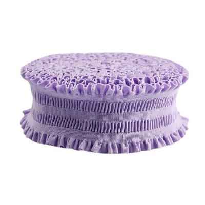 China Purple Knitted 5.5cm Lace Elastic Band 55mm Polyester Webbing Straps for sale