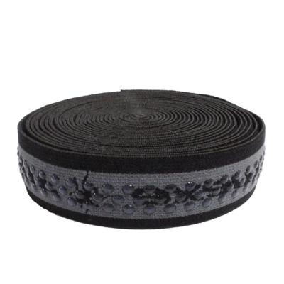 China Black 2.5cm Anti Slip Webbing Fitness Silicone Elastic Gripper Tape for sale