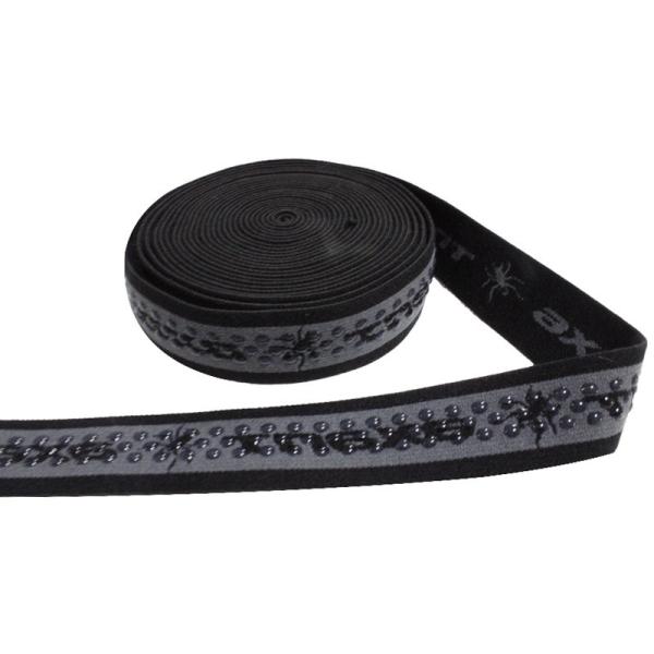 Quality Black 2.5cm Anti Slip Webbing Fitness Silicone Elastic Gripper Tape for sale