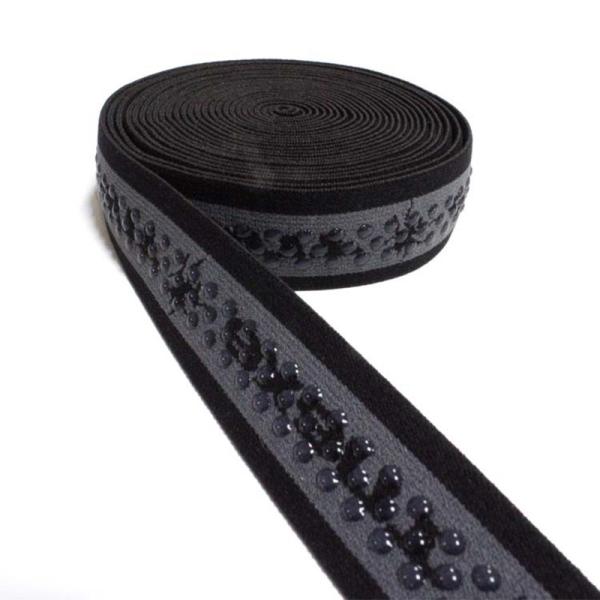 Quality Black 2.5cm Anti Slip Webbing Fitness Silicone Elastic Gripper Tape for sale