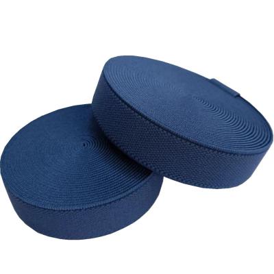 China Gepoetste polyester elastische webbing 25mm elastische band donkerblauw Te koop