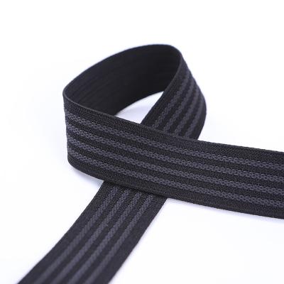 China Woven Rubber Anti Slip Webbing 25mm Black Elastic Band For Sewing for sale