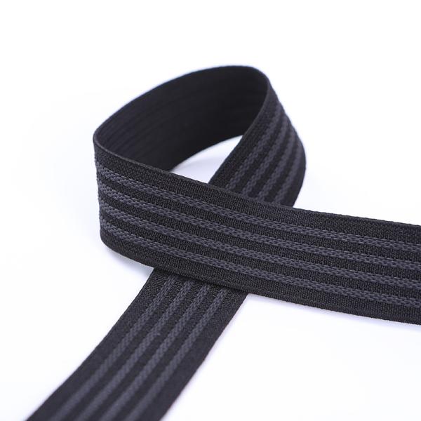 Quality Woven Rubber Anti Slip Webbing 25mm Black Elastic Band For Sewing for sale