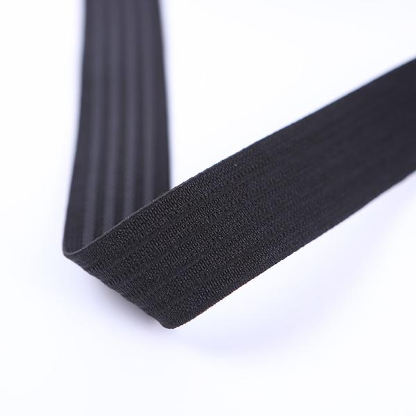 Quality Woven Rubber Anti Slip Webbing 25mm Black Elastic Band For Sewing for sale