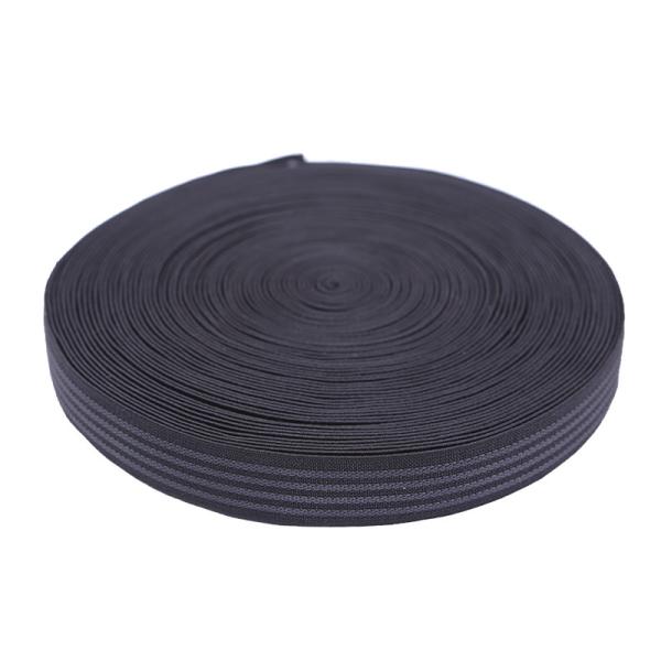Quality Woven Rubber Anti Slip Webbing 25mm Black Elastic Band For Sewing for sale