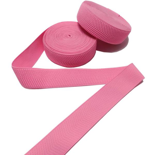 Quality Pink Herringbone Webbing Polyester Elastic Band 3.5cm Width for sale