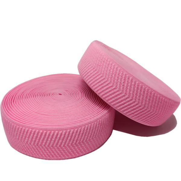 Quality Pink Herringbone Webbing Polyester Elastic Band 3.5cm Width for sale