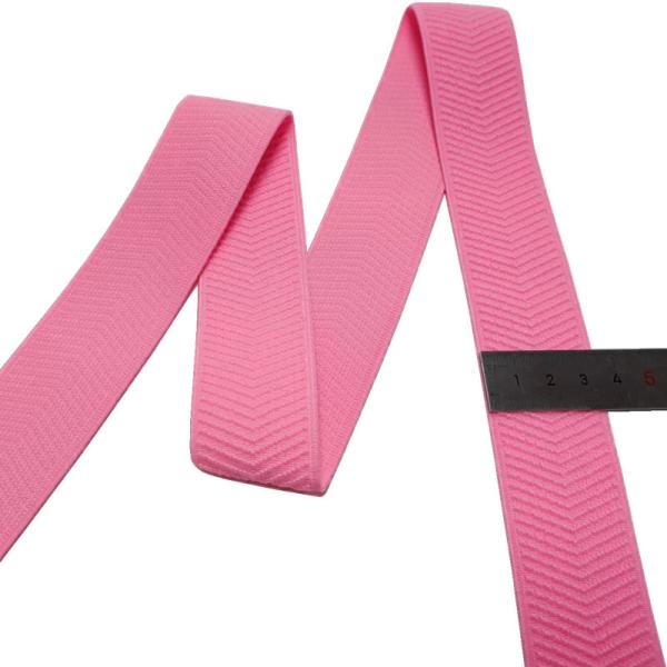 Quality Pink Herringbone Webbing Polyester Elastic Band 3.5cm Width for sale