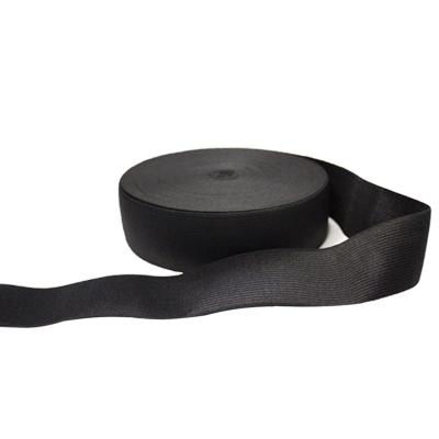 China Black Polyester Knitted Elastic Tape 2.5cm Wide Knit Elastic For Garments for sale