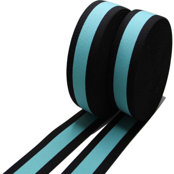 Quality Blue Stripe Nylon Elastic Webbing 30mm Knitted Elastic Band For Drawstring Bag for sale