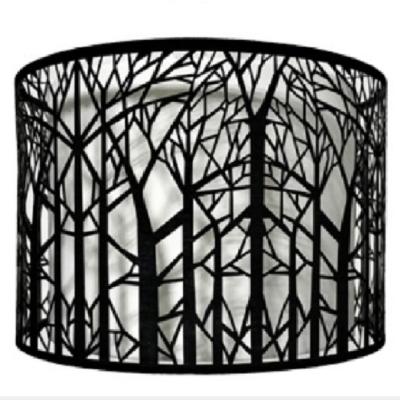 China Hollow Tree Laser Cut Metal Lamp Shade White Inner 300*200MM for sale