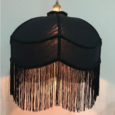 China Balck 2 Layer Tassel Fringe Lampshade Vintage Lamp Shades With Fringe for sale
