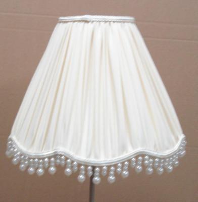 China Fabric White Bedside Lamp Shades Drum / tapered Shape With Fringe for sale
