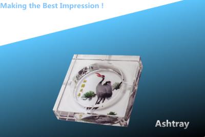 China glass ashtray/crystal ashtray/ashtray/cigarette gift/red -crowned crane ashtray for sale