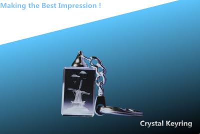 China led keychain/3D laser crystal keyring/rectangle key ring/crystal rectangular key chain for sale