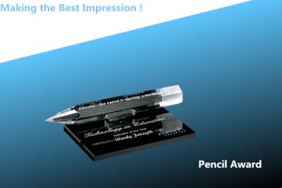 China crystal pencil award/souvenir award/acrylic award/acrylic trophy/crystal paperweight for sale