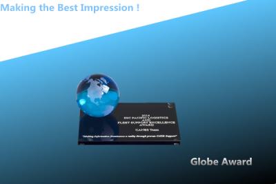 China crystal globe award/crystal nameplate/blue globe award/crystal globe with base/paperweight for sale