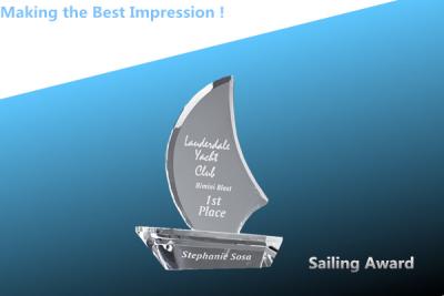 China crystal sailboat award/crystal sailboat award/crystal sailing trophy/acrylic sailing award for sale