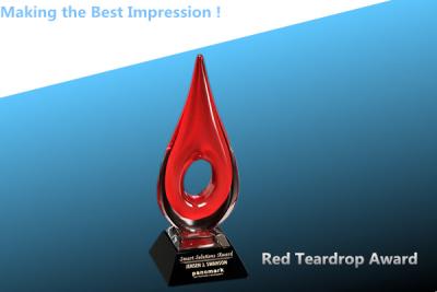 China expression crystal red teardrop award/glass teardrop trophy/glass red teardrop award for sale