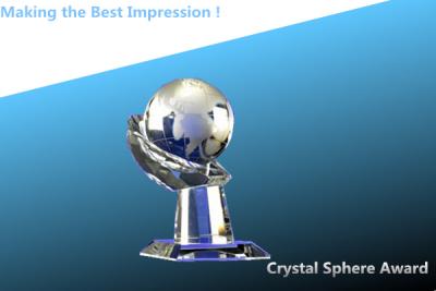China crystal globe awards/crystal sphere award/crystal hand trophy/celebrate crystal awards for sale