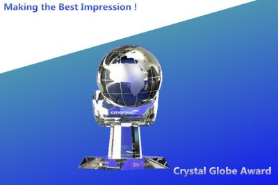 China hand hold globe crystal award/hand lift globe blank crystal awards/3d crystal globe awards for sale