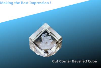 China cut corner beveled cube/crystal bevelled cube/3d crystal cube/blank crystal award/3d laser for sale