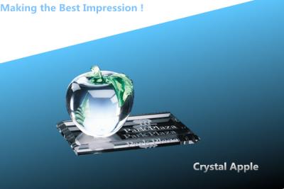 China crystal apple with crystal flat base/crystal apple paperweight/crystal k9 awards/3D laser for sale