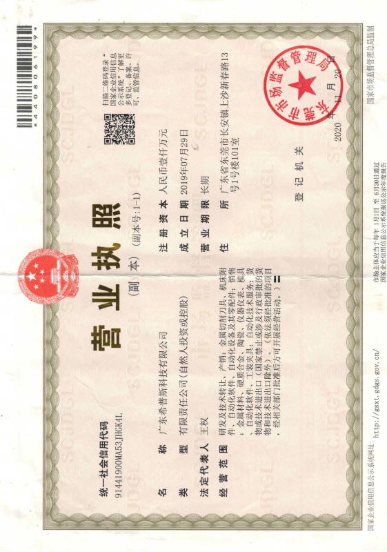 Business License - Guangdong Hippsc Technology Co., Ltd.
