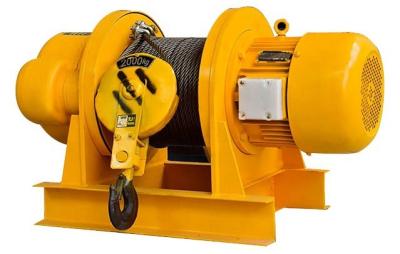 China Yellow Color 2 Ton Electric Wire Rope Winch Wireless Control for sale