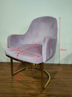 China Velvet Cushion U Shaped Base 57cm Wrought Iron Dining Chair for sale