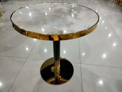 China Smooth Hand Feeling 70cm 75cm Wrought Iron Marble Coffee Table for sale