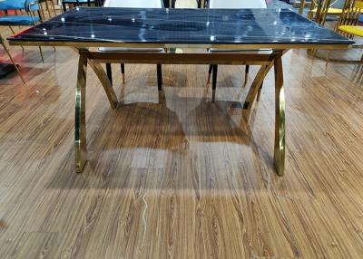 China Low Key Luxury 150*90cm Stainless Steel Marble Dining Table for sale