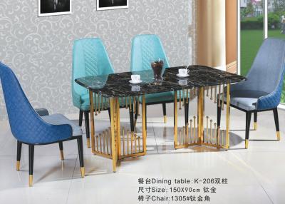 China Anti Collision 150*90*75cm Wrought Iron Marble Table for sale