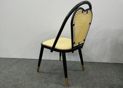 China 86cm Wrought Iron Dining Chair With Rattan Backrest for sale