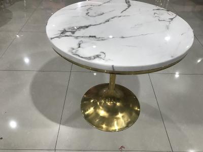China 60kgs Gold White Contemporary Wrought Iron Marble Coffee Table for sale