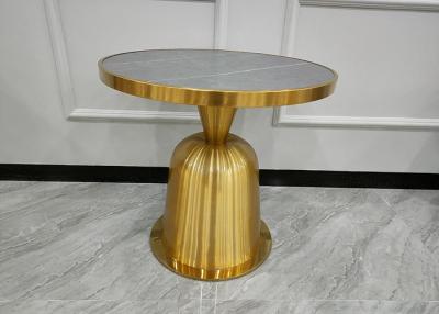 China Rock Slab Covered Phnom Penh Gold Plated Coffee Table Diameter 60cm for sale