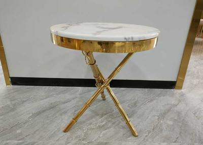 China Modern Craft Iron Anti Collision Gilded Coffee Table With Marble Inlay for sale